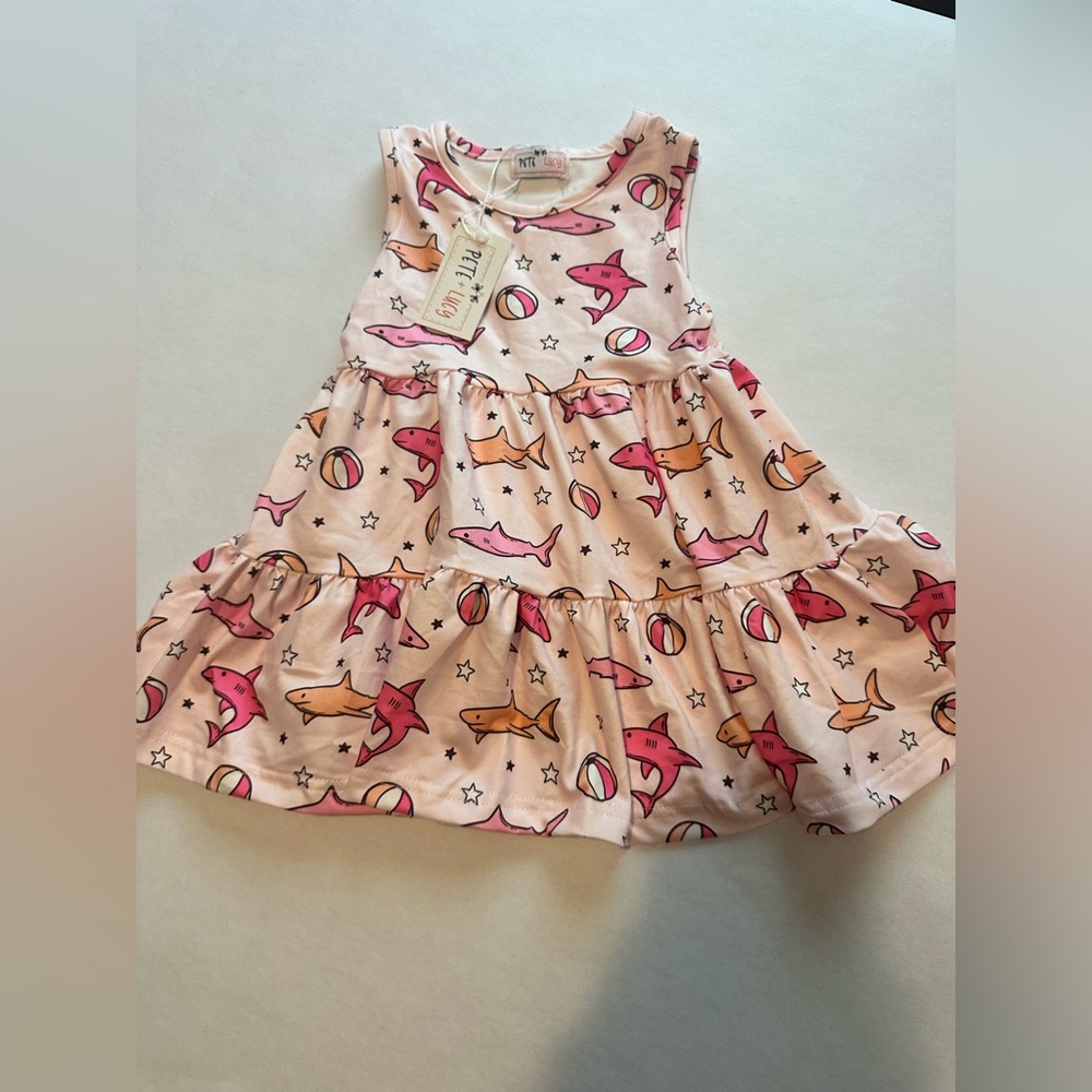NWT 12-17M Pete + Lucy Tiered Shark Print Dress